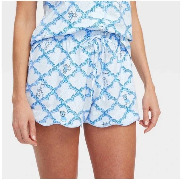 Roller Rabbit x Target Geo Trellis Pajama Set Shorts Women L Monkey Sloth NWT - Picture 3 of 3